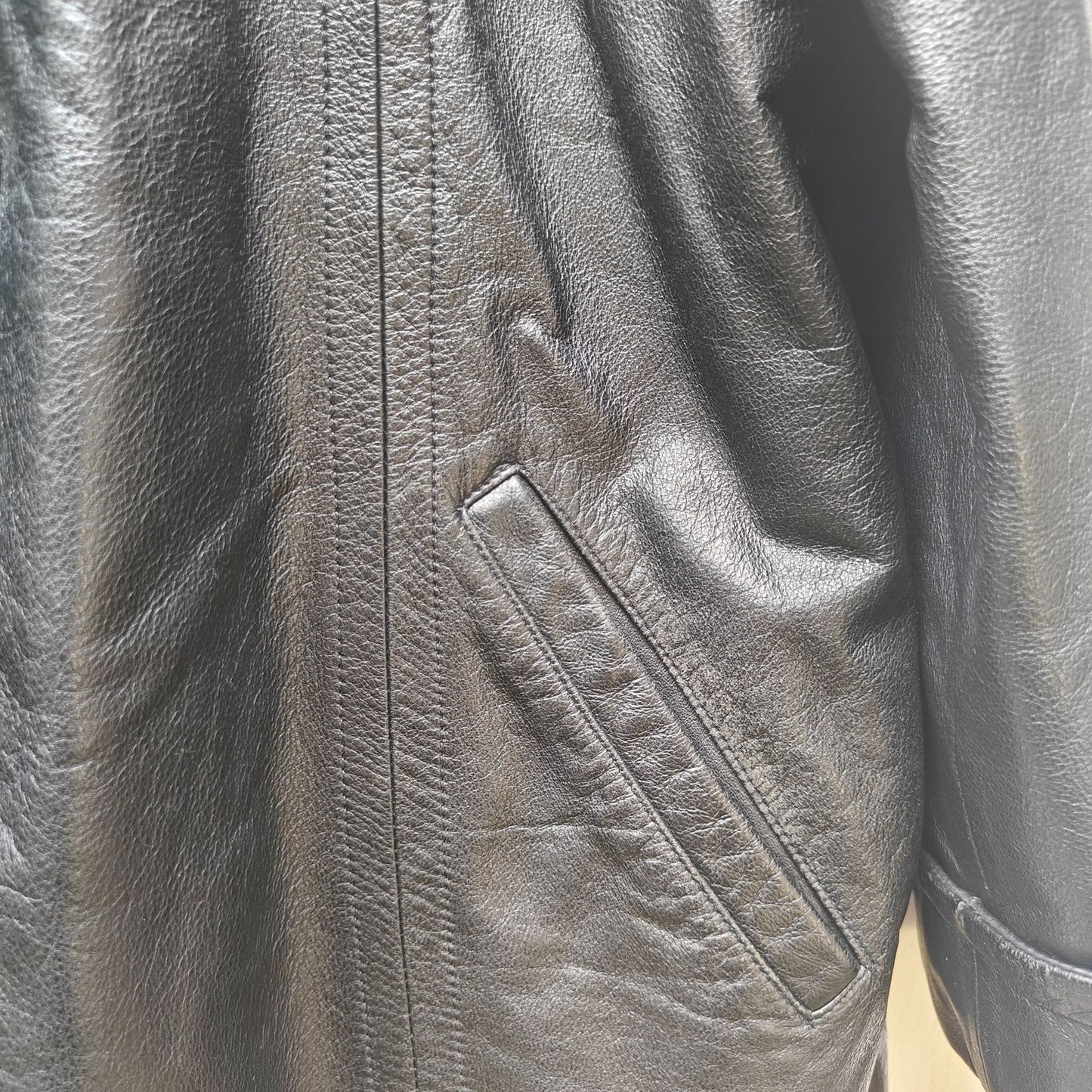 Vintage Black Leather Car Coat Black