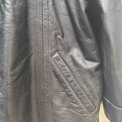 Vintage Black Leather Car Coat Black