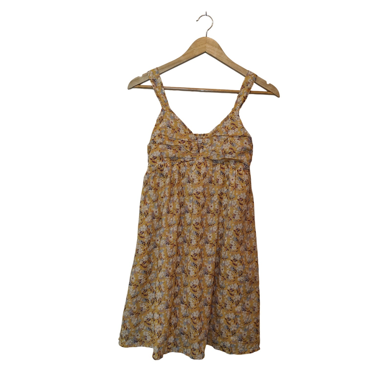 Yellow Floral Babydoll Mini Dress