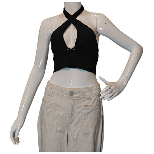 Black Halter Crop Top
