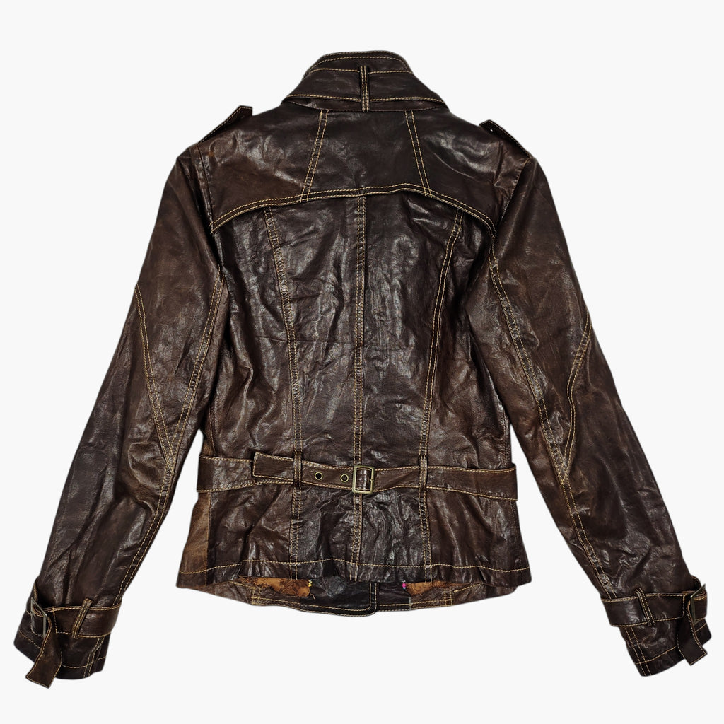 Danier Distressed Brown Leather Military Jacket
