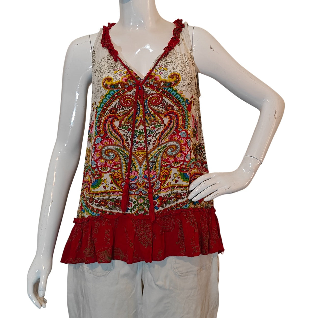 Boho Paisley Print Sleeveless Tank Top