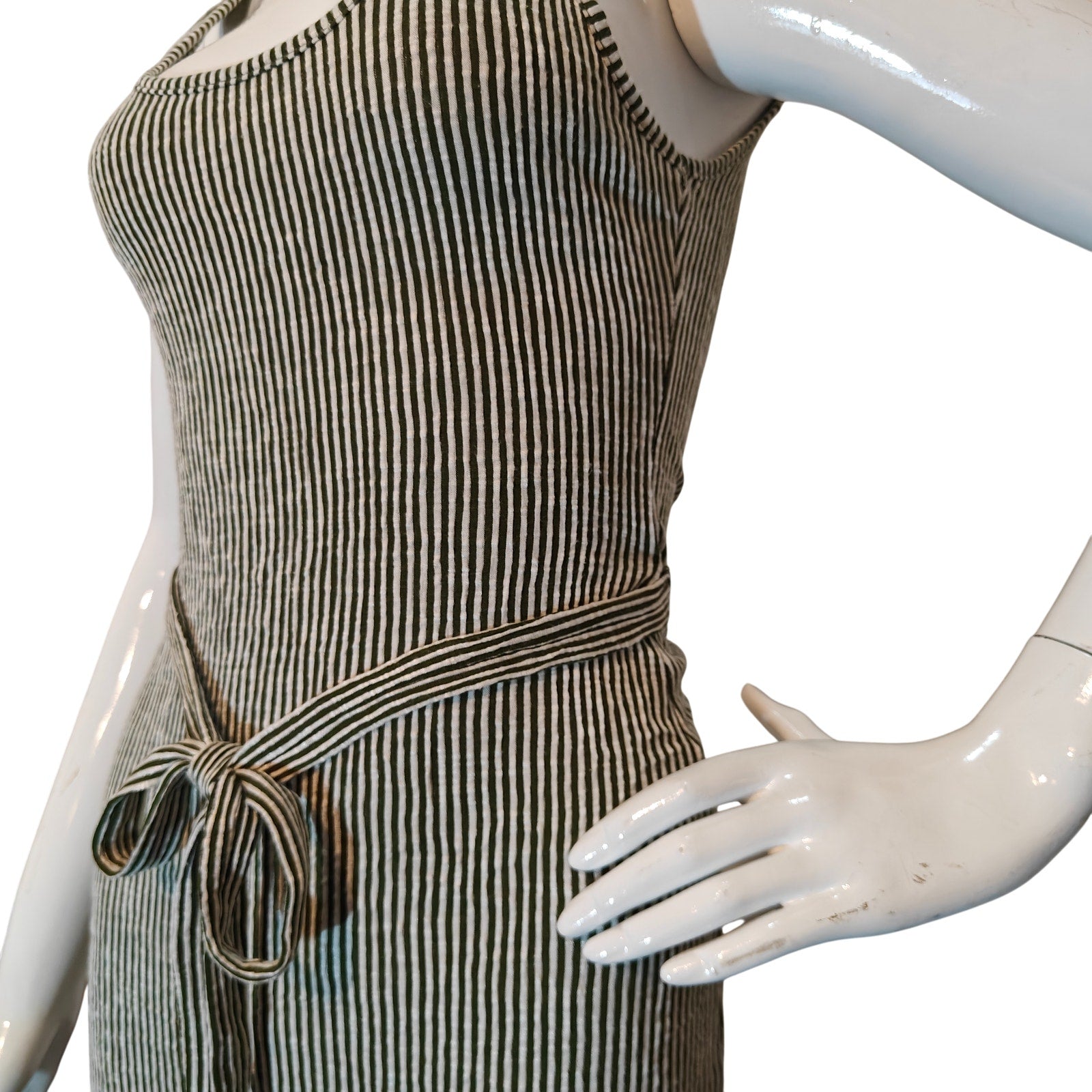 Striped Midi Olive and Cream Bodycon Dress