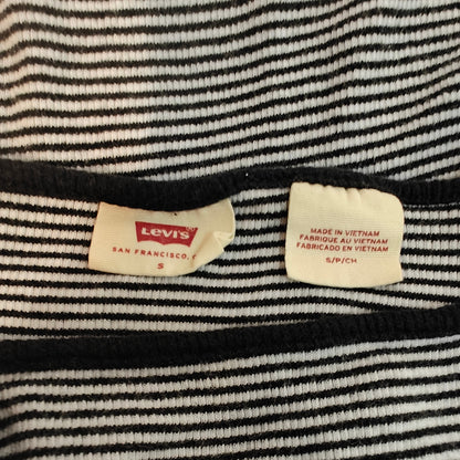 Black and White Striped Cropped Cami Tank