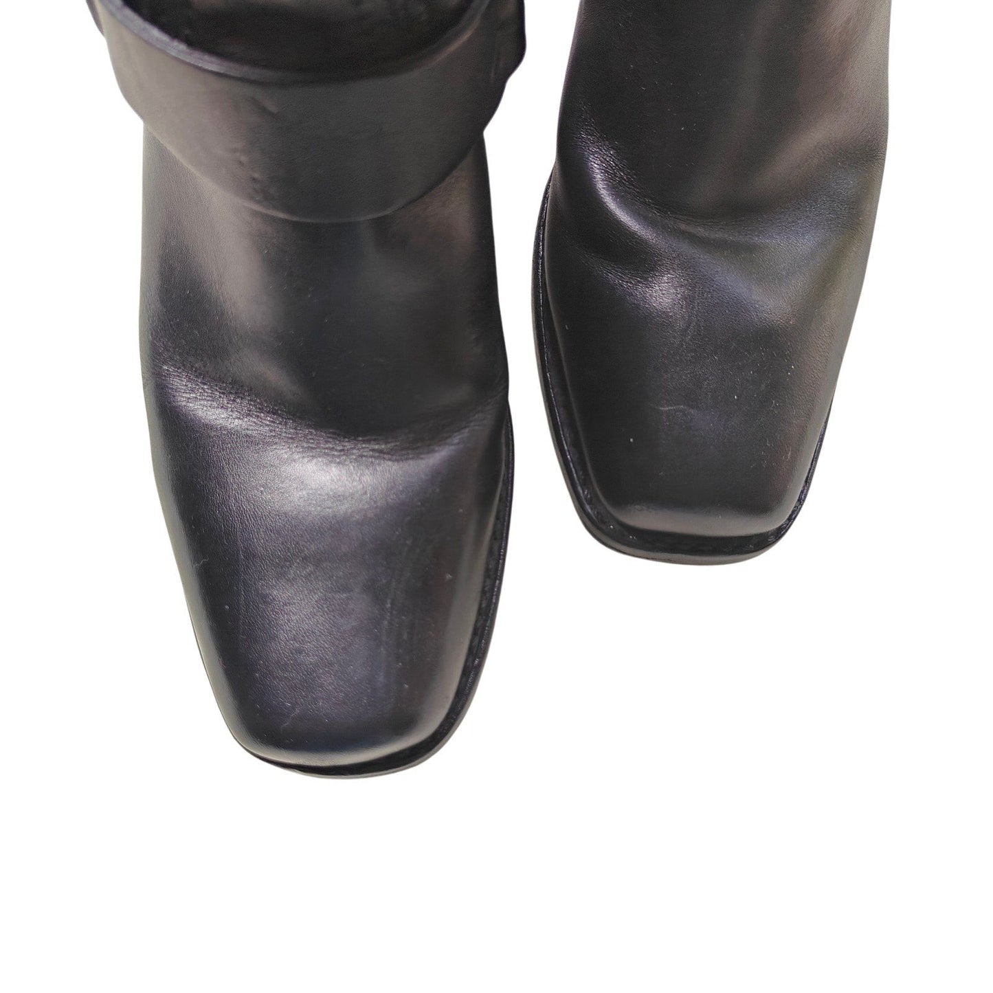 Harness 12R Black Leather Pull-On Mid-Calf Biker Boots