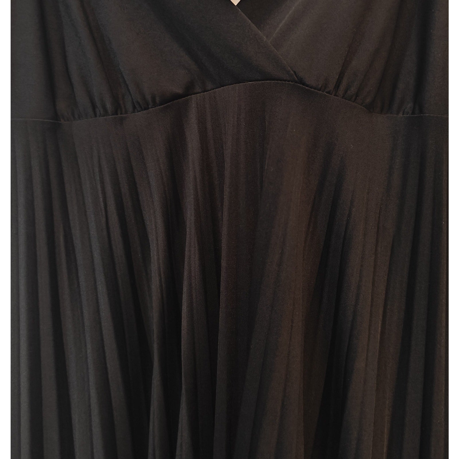 Black Pleated Empire Waist Slip Dress
