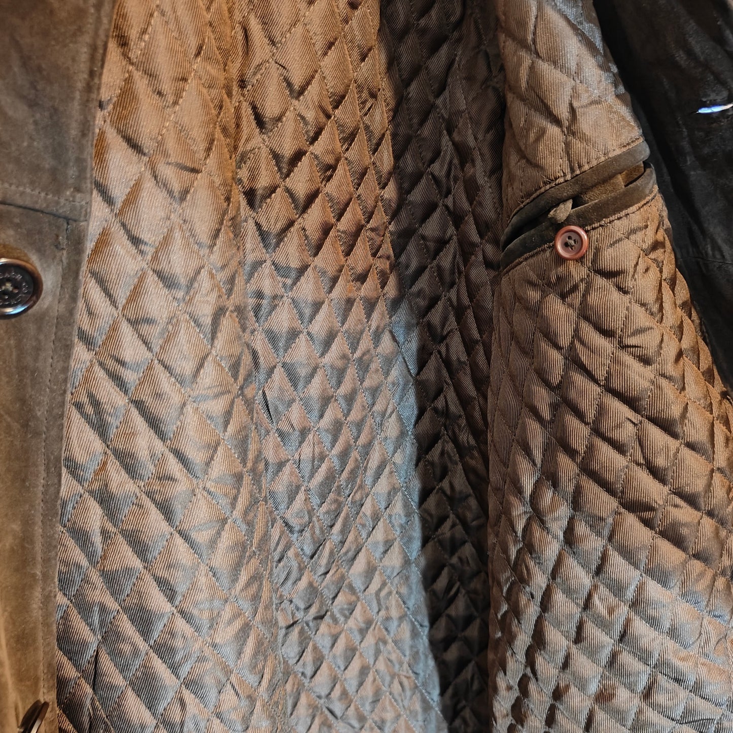 Vintage Brown Suede Leather Car Coat