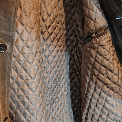 Vintage Brown Suede Leather Car Coat