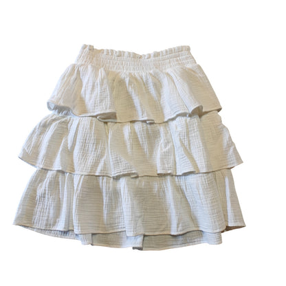 White Tiered Ruffle Mini Skirt