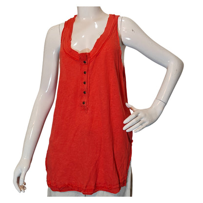Orange Henley Tank Top