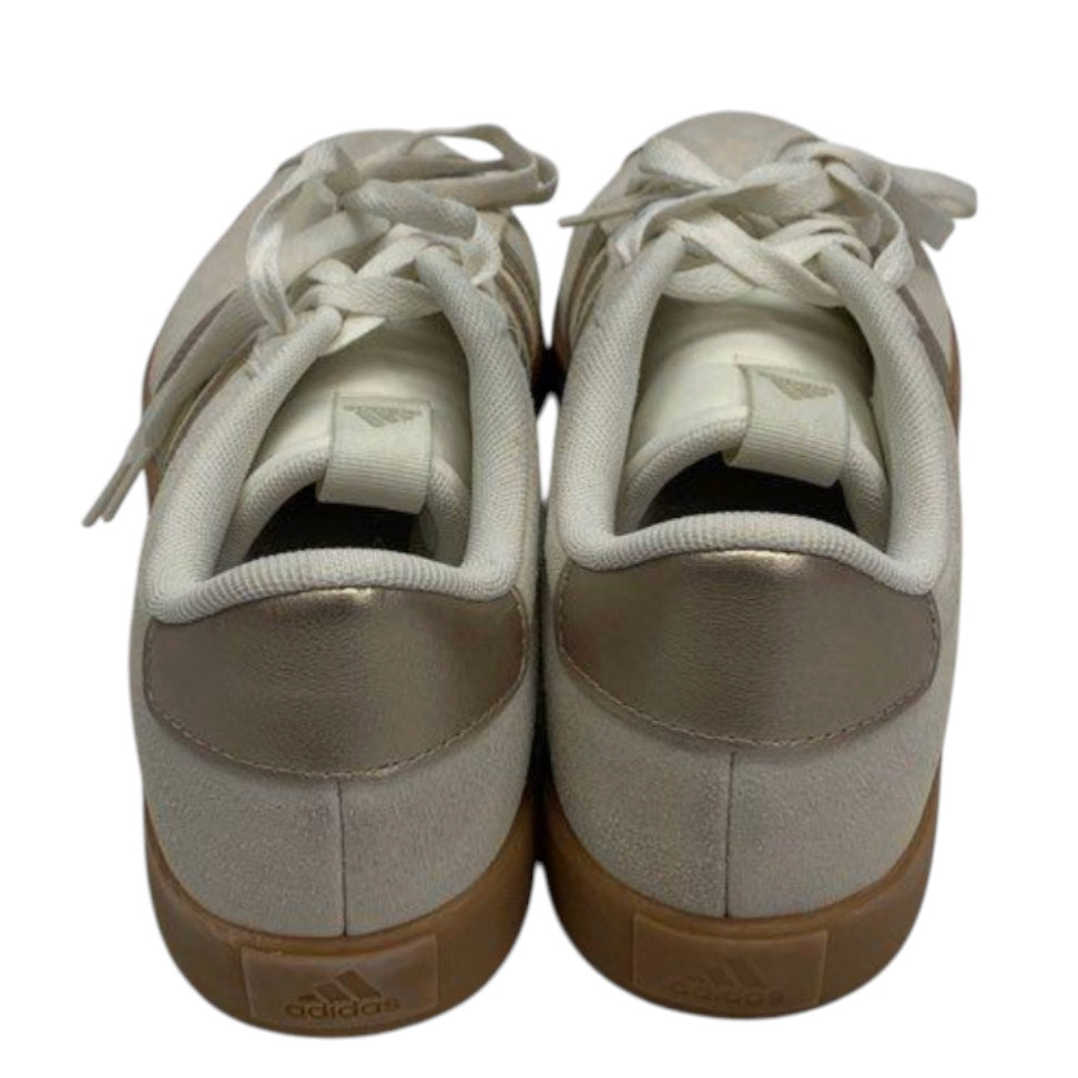 White/Gold Suede Sneakers with Gum Sole