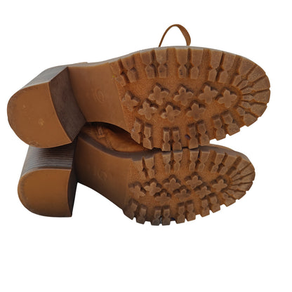 Tan Faux Fur Lace Up Ankle Boots
