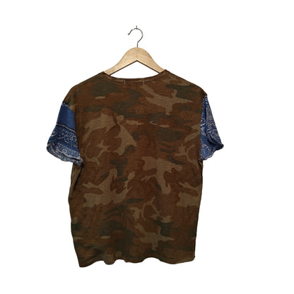 Camo Tee With Blue Bandana Sleeves