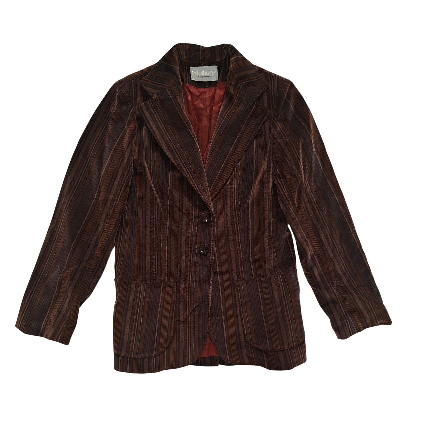 Vintage Brown Striped Velvet Blazer