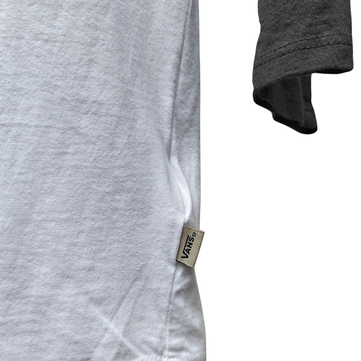 Gray and White Raglan Baseball Tee with Logo Graphic