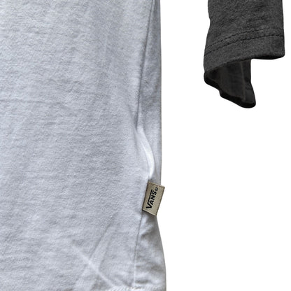 Gray and White Raglan Baseball Tee with Logo Graphic