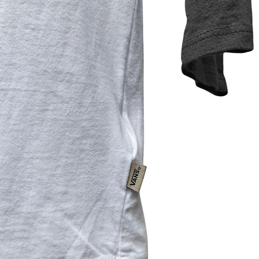 Gray and White Raglan Baseball Tee with Logo Graphic