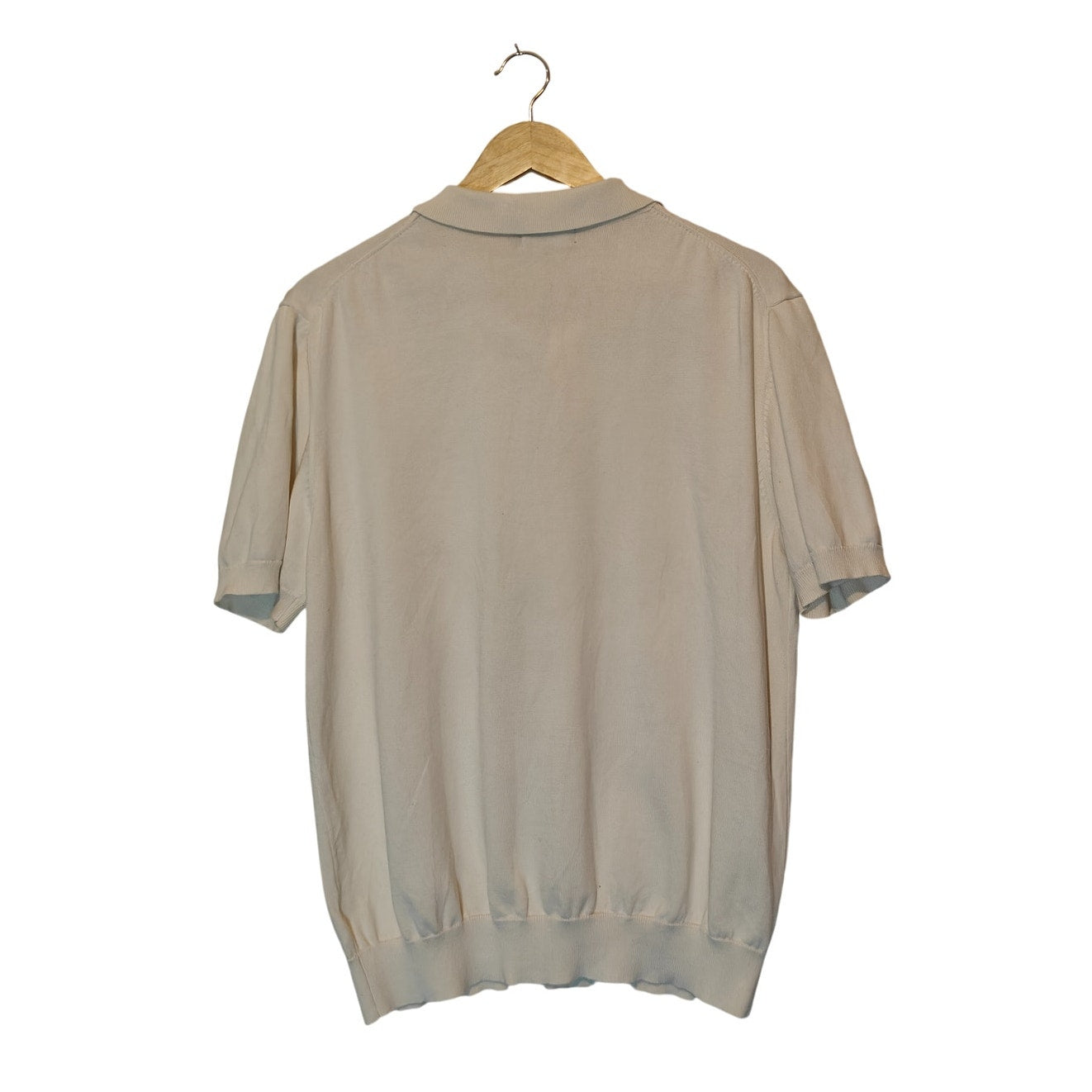 Cream Knit Short Sleeve Polo Shirt