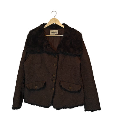 Vintage Brown Jacket with Faux Fur Collar