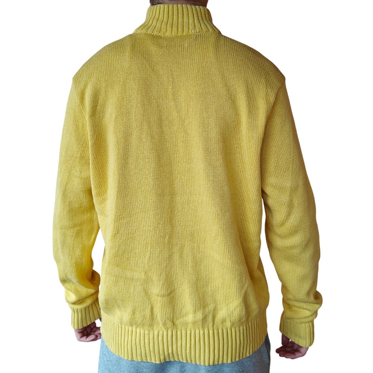 Yellow Quarter Zip Cotton Sweater