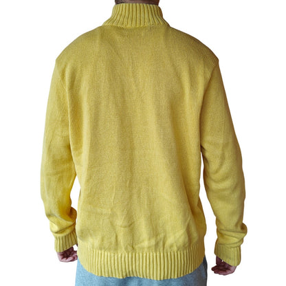 Yellow Quarter Zip Cotton Sweater
