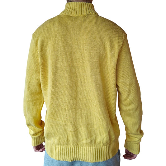 Yellow Quarter Zip Cotton Sweater