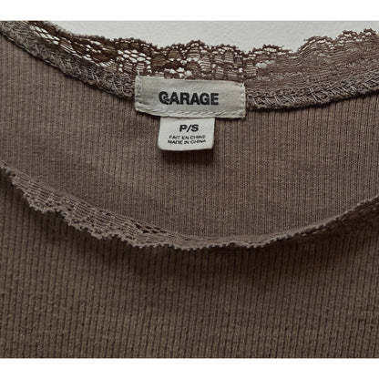 Ribbed Lace Trim Crop Tank Top