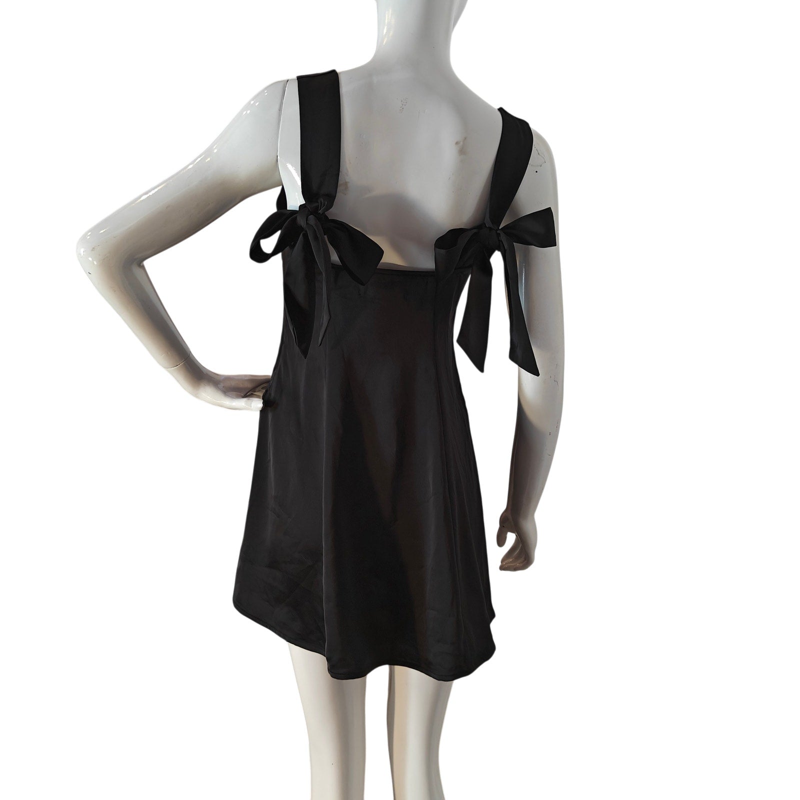 Black Mini Dress with Bow Tie Straps