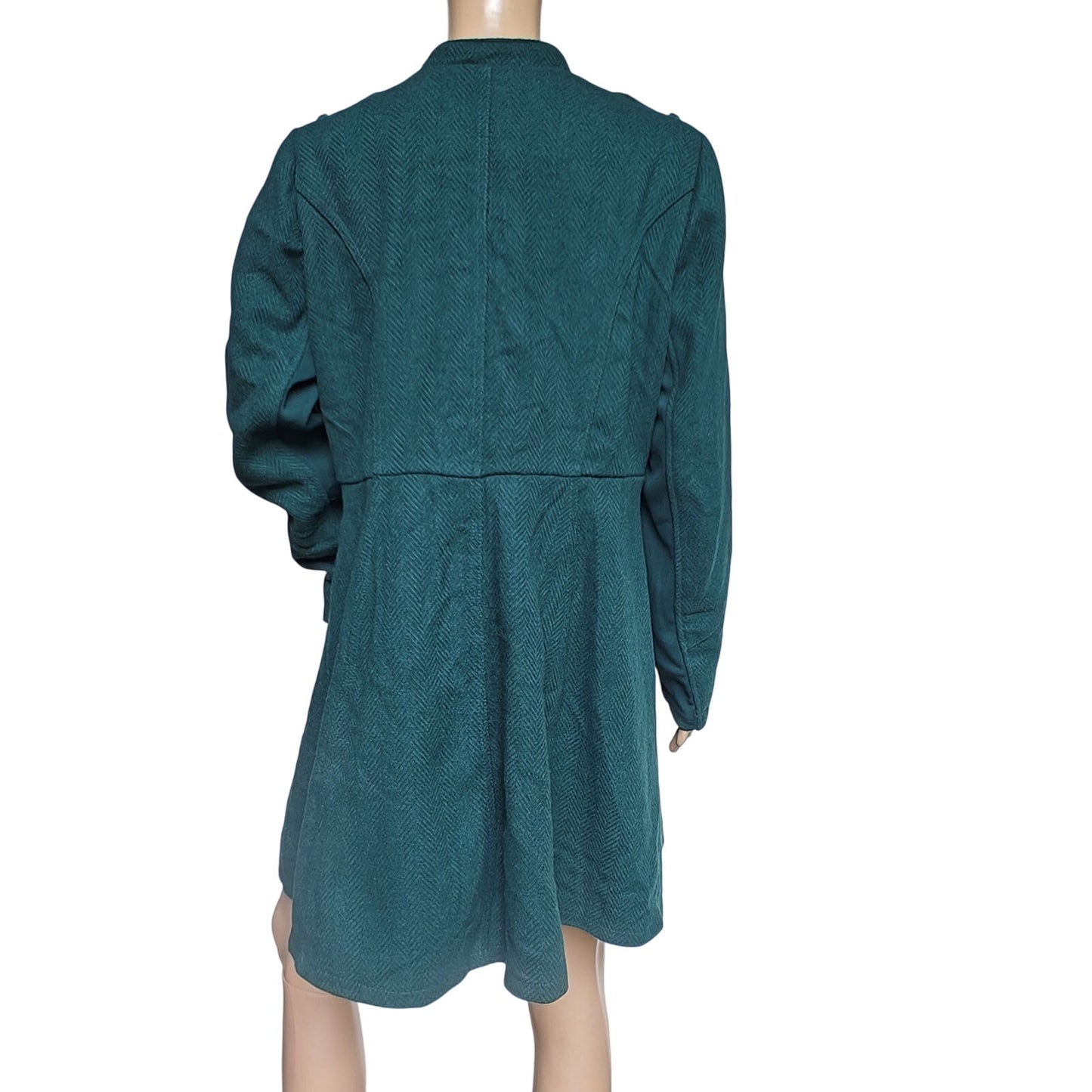 Green Fit & Flare Wool Blend Coat