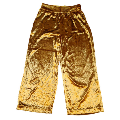 Gold Velvet Wide Leg Pants