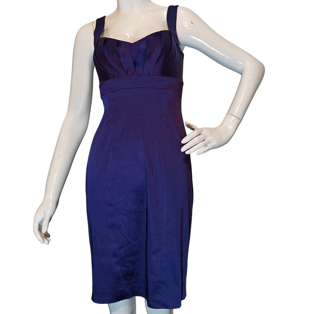 Purple Sheath Dress With Pleated Bodice