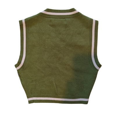 Green and Purple Striped Sweater Vest