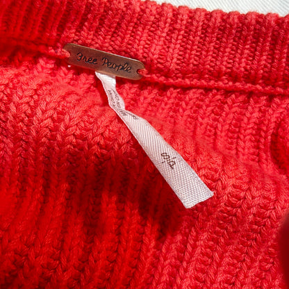 Bright Orange Slouchy Ribbed Knit Sweater