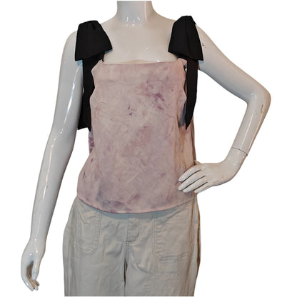 Pink Tie-Dye Bow Strap Tank Top