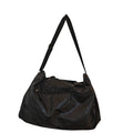 Black Faux Leather Weekender Travel Bag