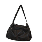 Black Faux Leather Weekender Travel Bag