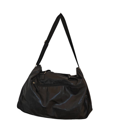 Black Faux Leather Weekender Travel Bag