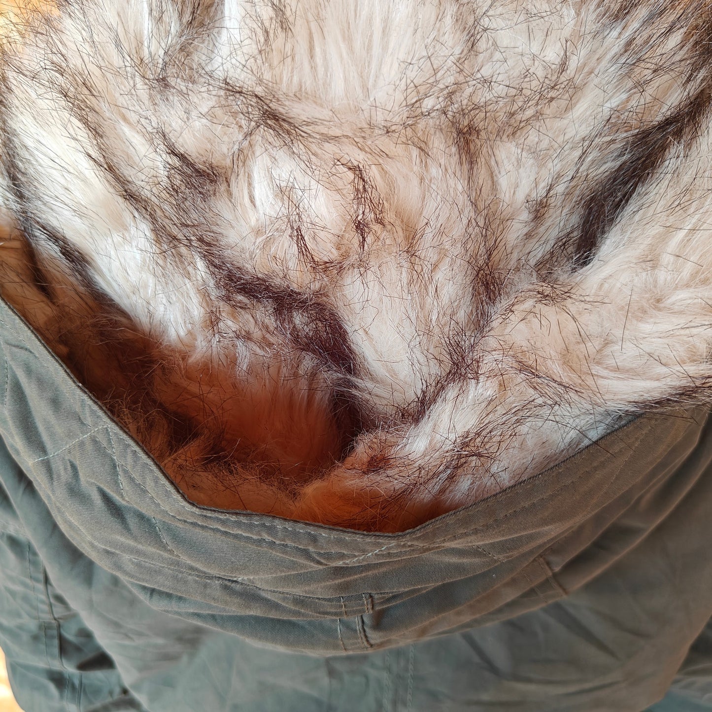 Olive Green Faux Fur Hooded Parka