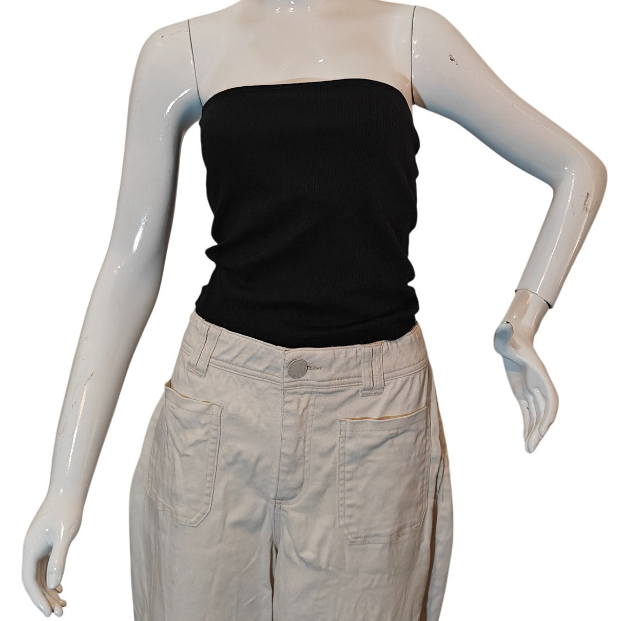 Black Ribbed Strapless Tube Top