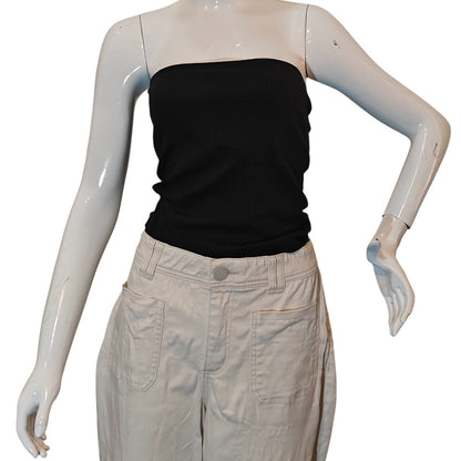 Black Ribbed Strapless Tube Top