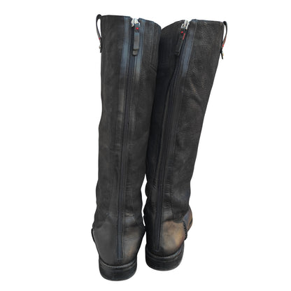 Zoila Black Leather Knee High Boots