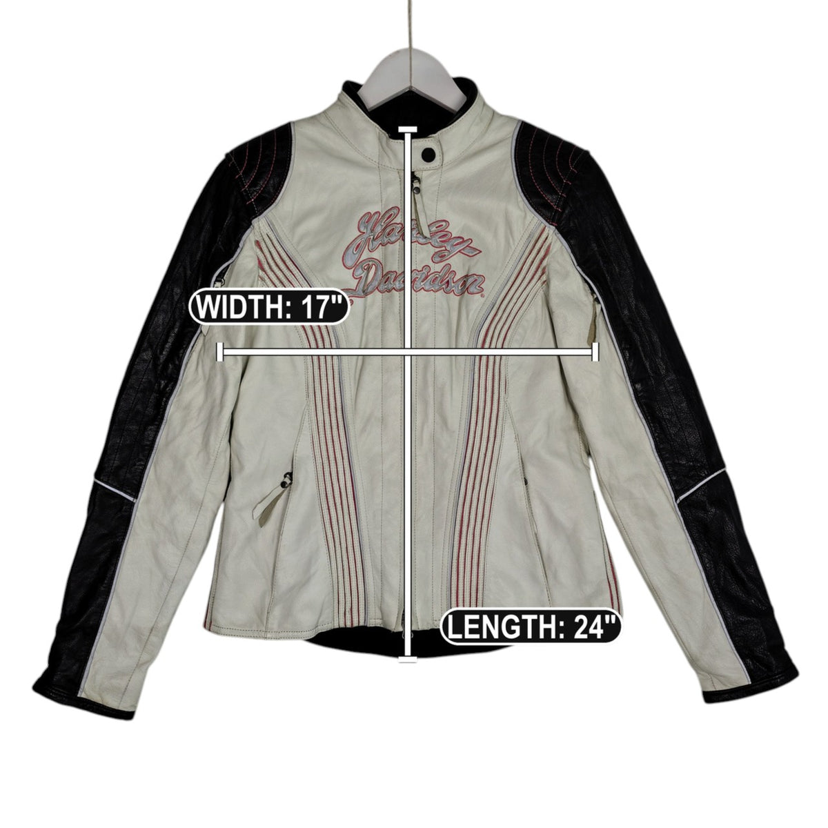 Harley-Davidson Leather Moto Jacket – White, Black & Pink