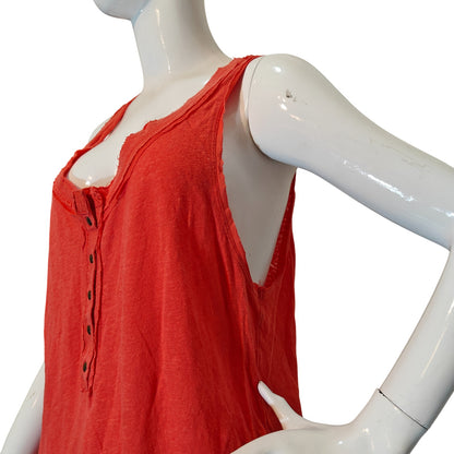 Orange Henley Tank Top
