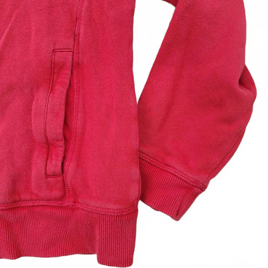 Red Full Zip Hoodie Sweatshirt with Embroidered Logo