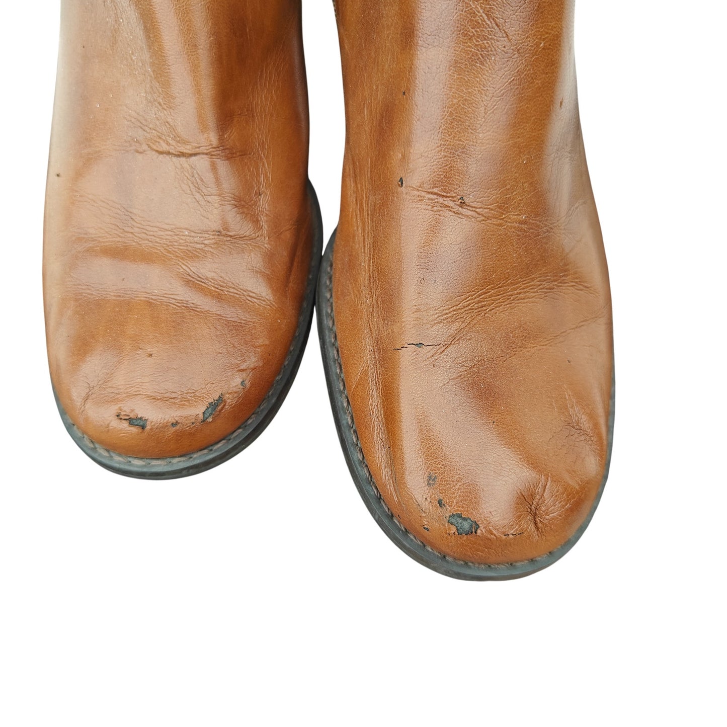 Brown Leather Ankle Boots With Block Heel