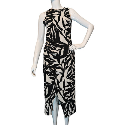Black and White Abstract Print Midi Dress