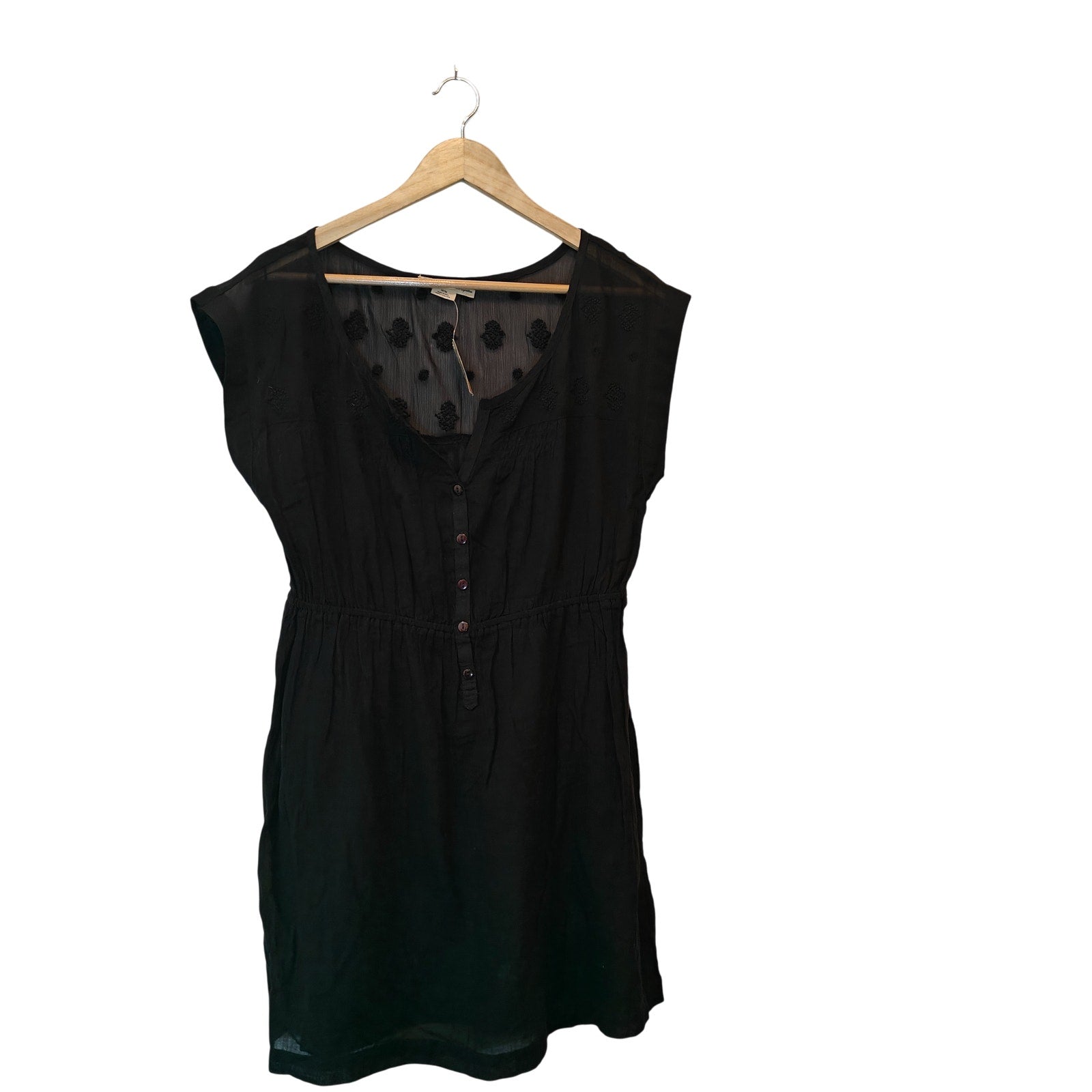 Black Sheer Embroidered Boho Mini Dress