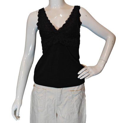 Black Lace V-Neck Tank Top