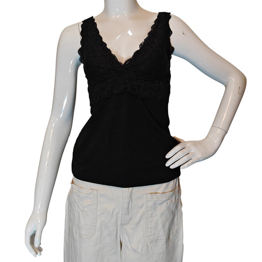Black Lace V-Neck Tank Top