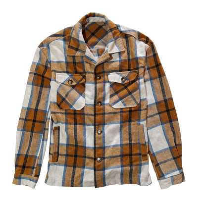 Khaki Plaid Shacket Jacket With Side Pockets